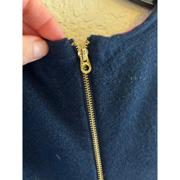 Women's Vintage Juicy Couture Navy & White Geometric Mini sweater Dress S - Picture 5 of 6